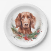 Irish Red Setter Christmas Wreath Festivals Pappteller (Vorderseite)