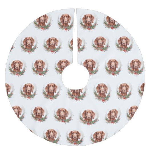 Irish Red Setter Christmas Wreath Festivals Polyester Weihnachtsbaumdecke (Vorderseite)
