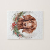 Irish Red Setter Christmas Wreath Festivals Puzzle (Horizontal)