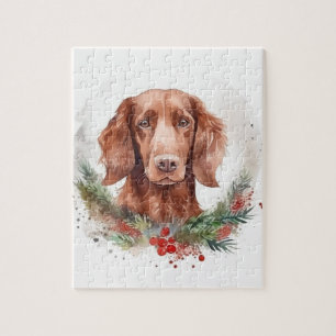 Irish Red Setter Christmas Wreath Festivals Puzzle