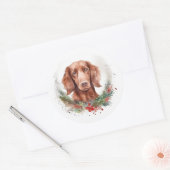 Irish Red Setter Christmas Wreath Festivals Runder Aufkleber (Umschlag)