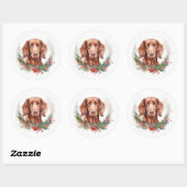 Irish Red Setter Christmas Wreath Festivals Runder Aufkleber (Blatt)