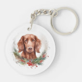 Irish Red Setter Christmas Wreath Festivals Schlüsselanhänger (Rückseite)