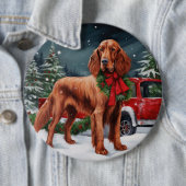 Irish Red Setter Dog in Schnee Weihnachten Button (Beispiel)