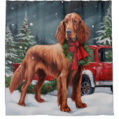 Irish Red Setter Dog in Schnee Weihnachten Duschvorhang (Vorderseite)