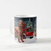 Irish Red Setter Dog in Schnee Weihnachten Kaffeetasse (Vorderseite Links)