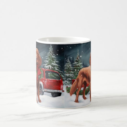 Irish Red Setter Dog in Schnee Weihnachten Kaffeetasse (Mittel)