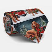 Irish Red Setter Dog in Schnee Weihnachten Krawatte (Gerollt)