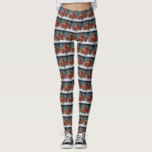 Irish Red Setter Dog in Schnee Weihnachten Leggings