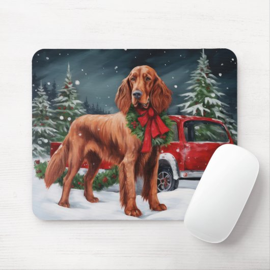 Irish Red Setter Dog in Schnee Weihnachten Mousepad (Mit Mouse)