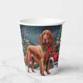 Irish Red Setter Dog in Schnee Weihnachten Pappbecher (Vorderseite)