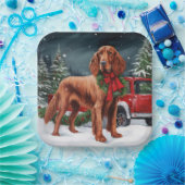 Irish Red Setter Dog in Schnee Weihnachten Pappteller (Party)