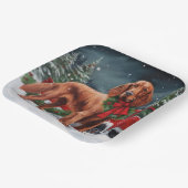 Irish Red Setter Dog in Schnee Weihnachten Pappteller (Gewinkelt)