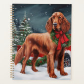 Irish Red Setter Dog in Schnee Weihnachten Planer (Vorderseite)