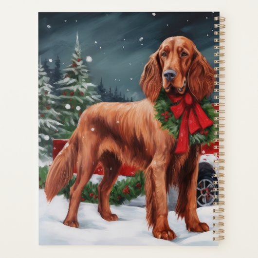 Irish Red Setter Dog in Schnee Weihnachten Planer (Rückseite)