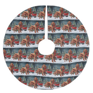 Irish Red Setter Dog in Schnee Weihnachten Polyester Weihnachtsbaumdecke