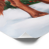 Irish Red Setter Dog in Schnee Weihnachten Poster (Ecke)