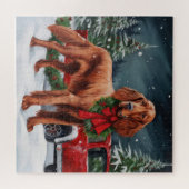 Irish Red Setter Dog in Schnee Weihnachten Puzzle (Horizontal)