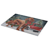 Irish Red Setter Dog in Schnee Weihnachten Schneidebrett (Ecke)