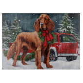 Irish Red Setter Dog in Schnee Weihnachten Schneidebrett (Vorderseite)