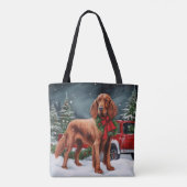 Irish Red Setter Dog in Schnee Weihnachten Tasche (Rückseite)
