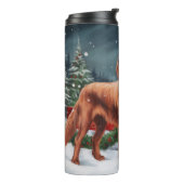 Irish Red Setter Dog in Schnee Weihnachten Thermosbecher (Nach links gedreht)