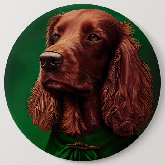 Irish Red Setter Dog in St. Patrick's Day Dress Button (Vorderseite)