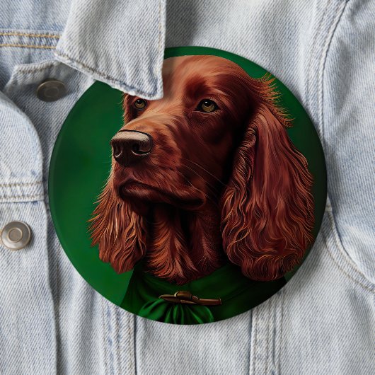 Irish Red Setter Dog in St. Patrick's Day Dress Button (Beispiel)