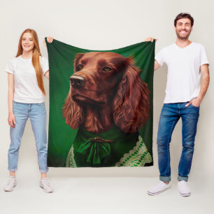 Irish Red Setter Dog in St. Patrick's Day Dress Fleecedecke