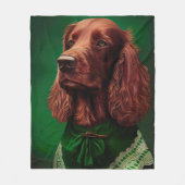 Irish Red Setter Dog in St. Patrick's Day Dress Fleecedecke (Vorderseite)