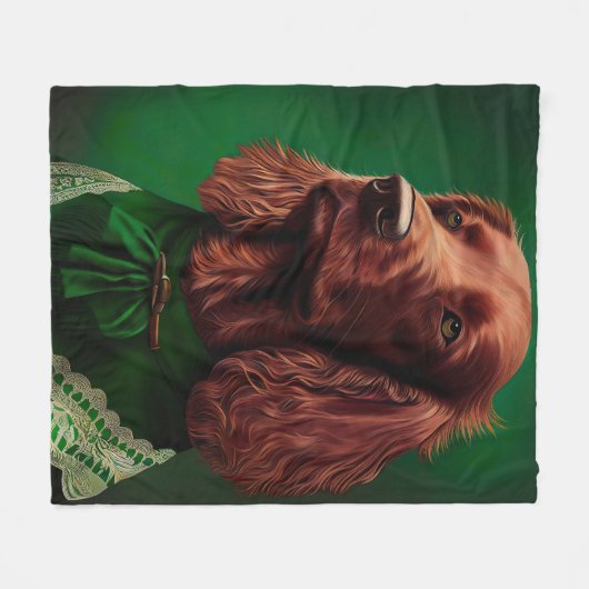 Irish Red Setter Dog in St. Patrick's Day Dress Fleecedecke (Vorderseite (Horizontal))