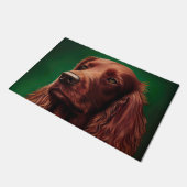 Irish Red Setter Dog in St. Patrick's Day Dress Fußmatte (Schrägansicht)