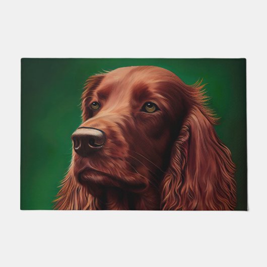 Irish Red Setter Dog in St. Patrick's Day Dress Fußmatte (Vorderseite)