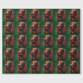 Irish Red Setter Dog in St. Patrick's Day Dress Geschenkpapier (Flach)