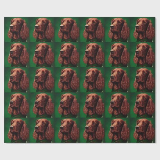 Irish Red Setter Dog in St. Patrick's Day Dress Geschenkpapier (Flach)