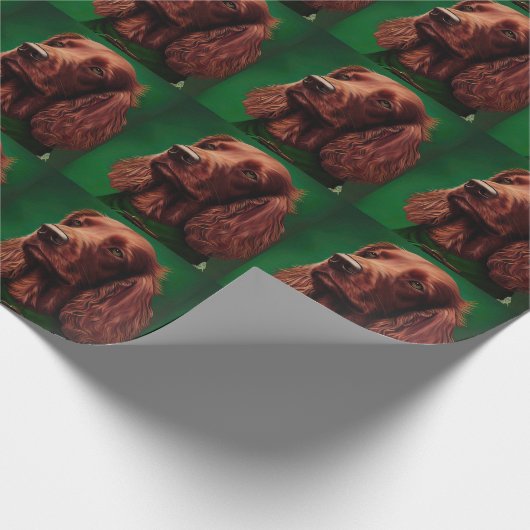 Irish Red Setter Dog in St. Patrick's Day Dress Geschenkpapier (Ecke)