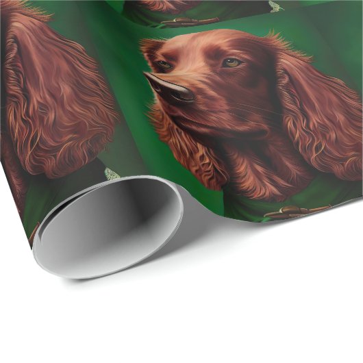 Irish Red Setter Dog in St. Patrick's Day Dress Geschenkpapier (Rolleneckpunkt)