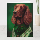 Irish Red Setter Dog in St. Patrick's Day Dress Karte (Vorderseite)