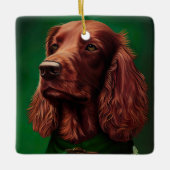 Irish Red Setter Dog in St. Patrick's Day Dress Keramikornament (Vorderseite)
