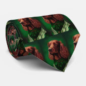 Irish Red Setter Dog in St. Patrick's Day Dress Krawatte (Gerollt)
