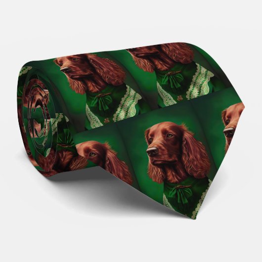 Irish Red Setter Dog in St. Patrick's Day Dress Krawatte (Gerollt)