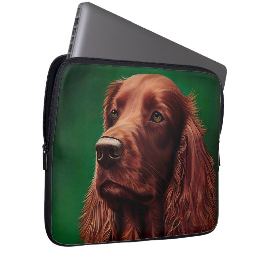 Irish Red Setter Dog in St. Patrick's Day Dress Laptopschutzhülle (Vorne Rechts)