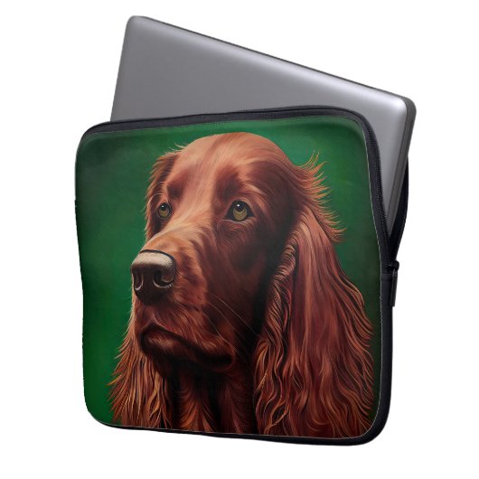 Irish Red Setter Dog in St. Patrick's Day Dress Laptopschutzhülle (Vorderseite Links)