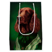 Irish Red Setter Dog in St. Patrick's Day Dress Mittlere Geschenktüte (Rückseite)