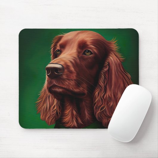 Irish Red Setter Dog in St. Patrick's Day Dress Mousepad (Mit Mouse)