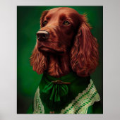 Irish Red Setter Dog in St. Patrick's Day Dress Poster (Vorne)