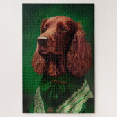Irish Red Setter Dog in St. Patrick's Day Dress Puzzle (Vertikal)