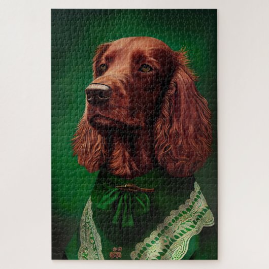 Irish Red Setter Dog in St. Patrick's Day Dress Puzzle (Vertikal)