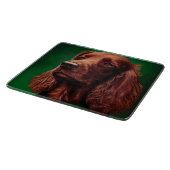 Irish Red Setter Dog in St. Patrick's Day Dress Schneidebrett (Ecke)