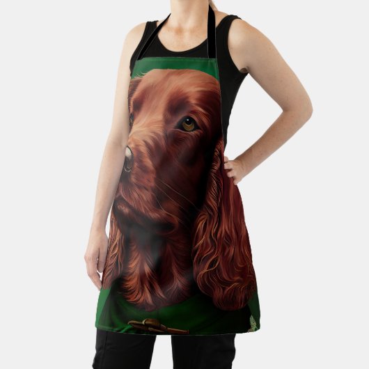Irish Red Setter Dog in St. Patrick's Day Dress Schürze (InSitu)